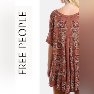 Free People Rust Paisley Blouse